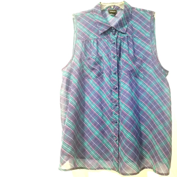 torrid Tops - 1X Torrid Sleeveless Plaid Shirt